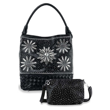 Daisy Rhinestone Tall Hobo Handbag Set